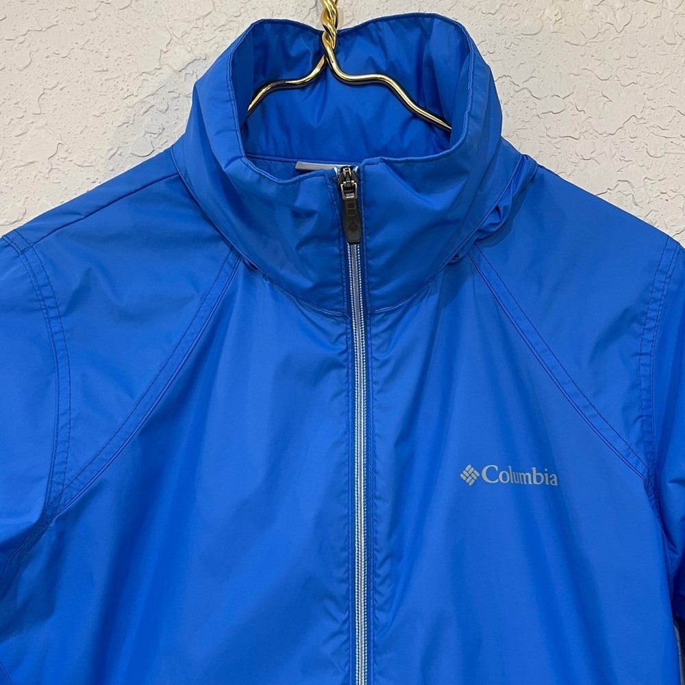 Columbia Hooded Packable Windbreaker Jacket Blue Size M - Picture 2 of 10